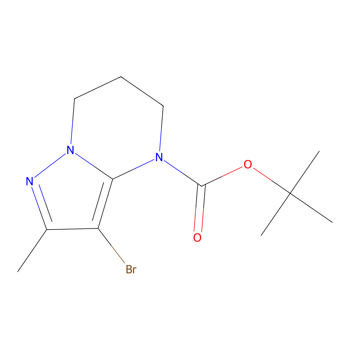 tert-butyl 3-bromo-2-methyl-4H,5H,6H,7H-pyrazolo[1,5-a]pyrimidine-4-carboxylate molecular structure, CAS 2680708-75-0