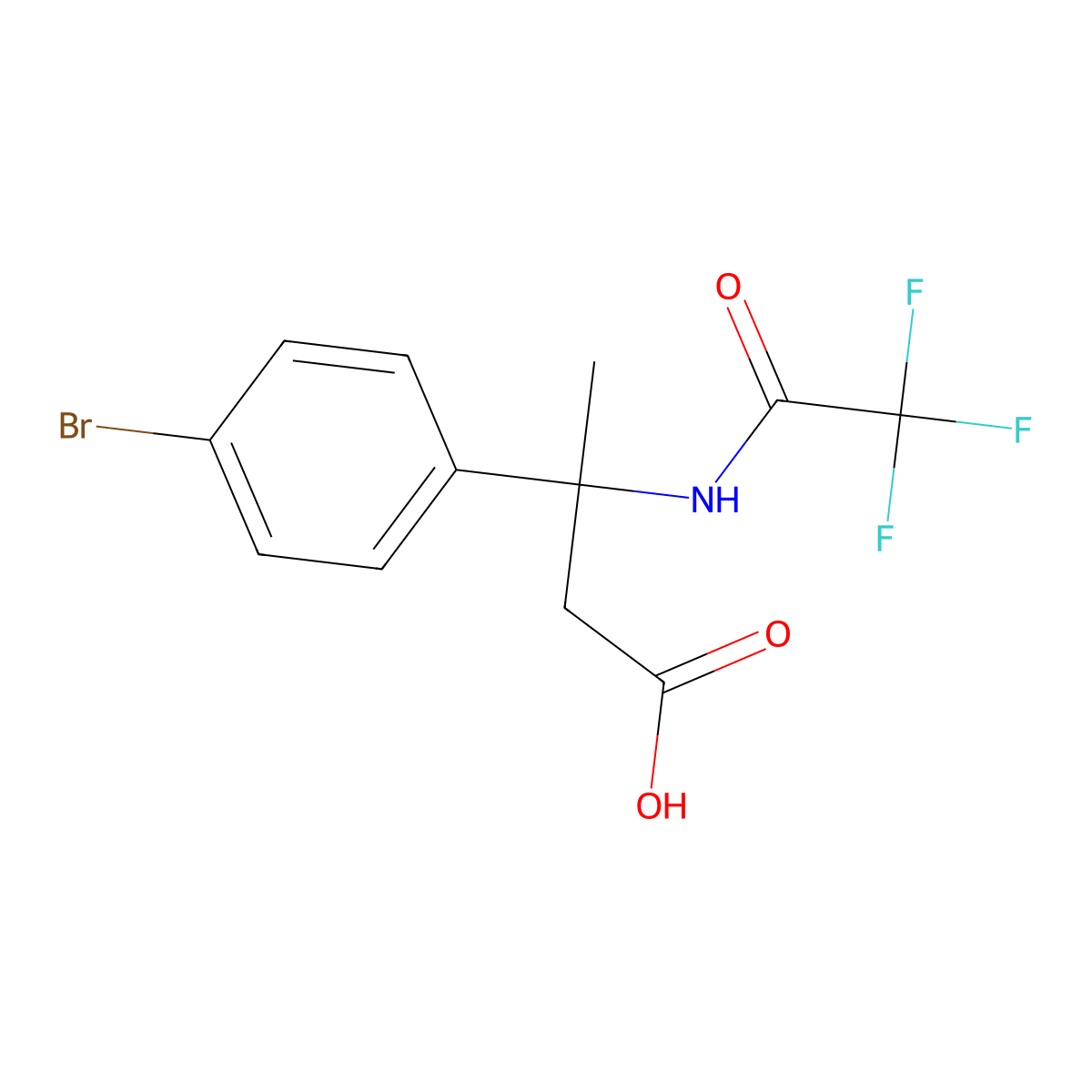 3-(4-Bromophenyl)-3-(2,2,2-trifluoroacetamido)butanoic acid molecular structure, CAS 2680708-77-2