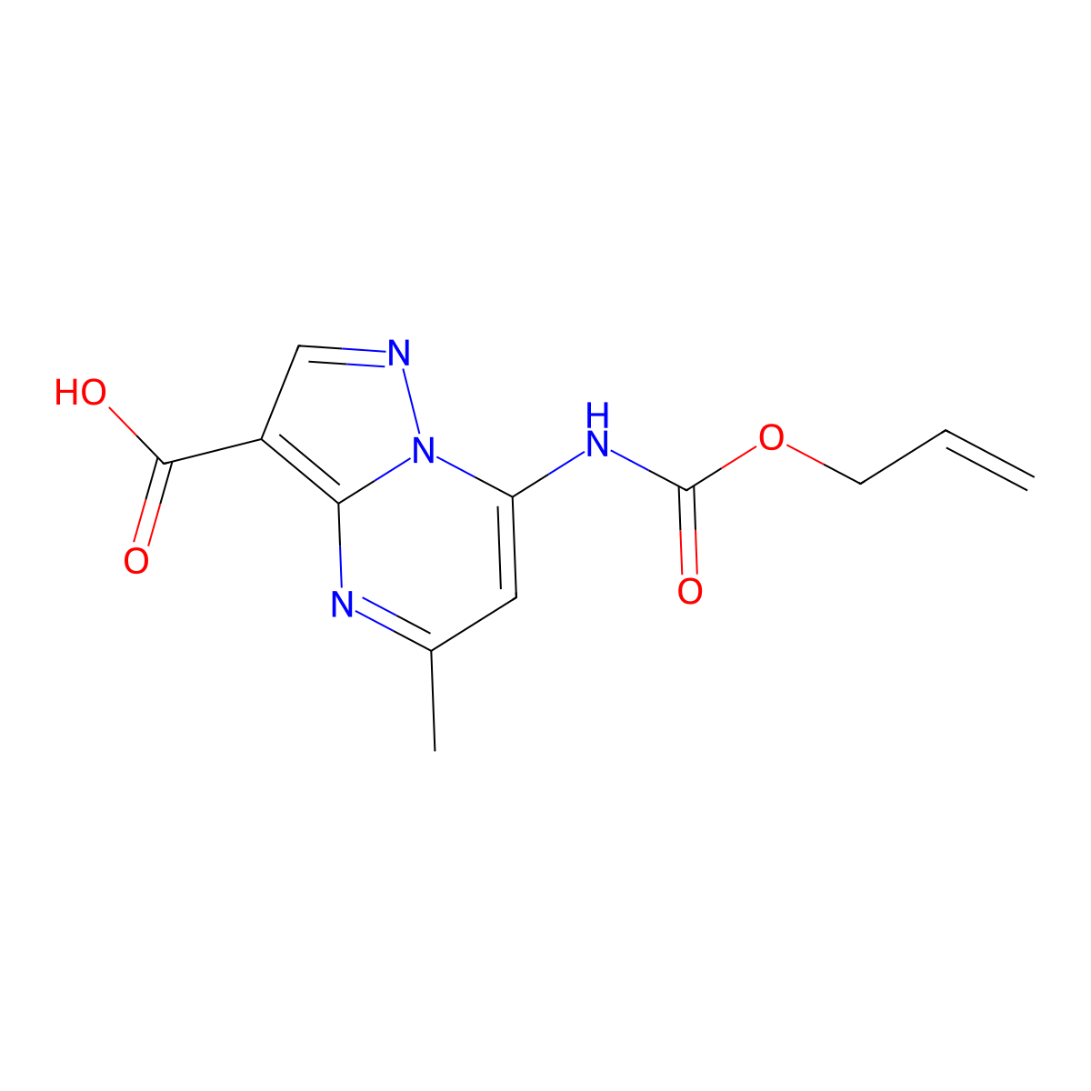 5-Methyl-7-{[(prop-2-en-1-yloxy)carbonyl]amino}pyrazolo[1,5-a]pyrimidine-3-carboxylic acid molecular structure, CAS 2680708-87-4
