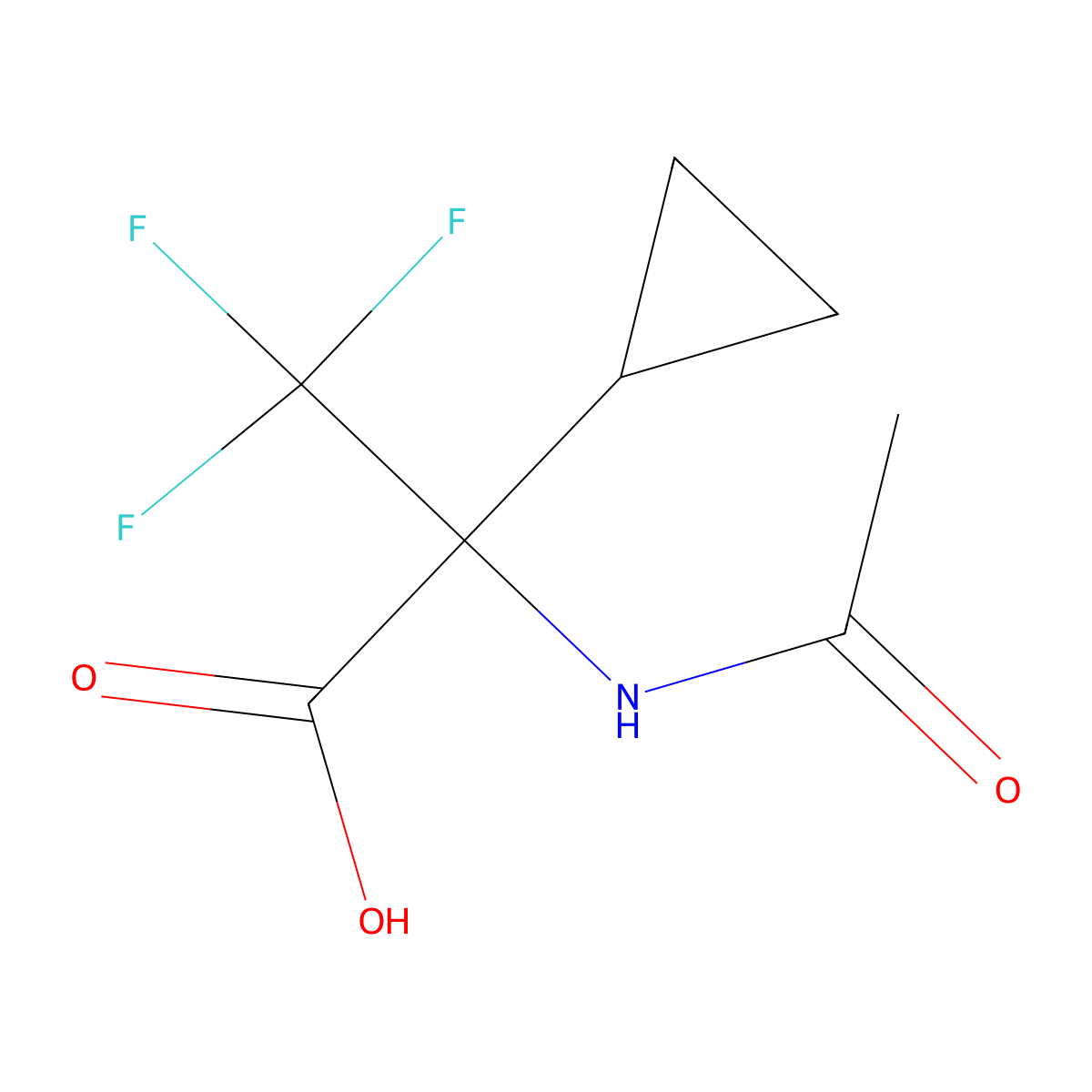 2-Cyclopropyl-2-acetamido-3,3,3-trifluoropropanoic acid molecular structure, CAS 2680708-92-1