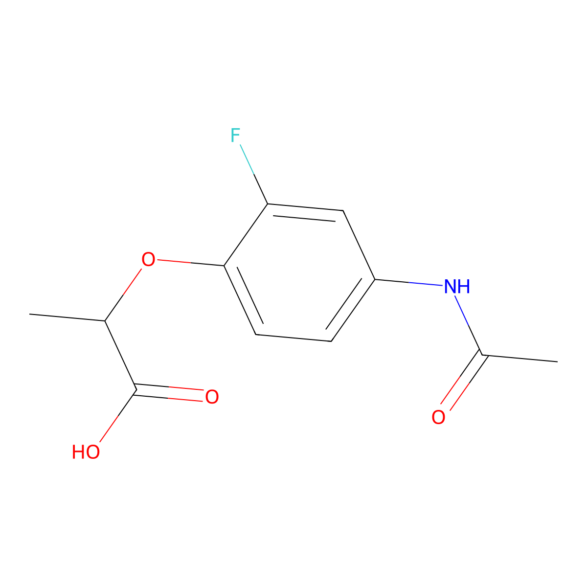 2-(4-Acetamido-2-fluorophenoxy)propanoic acid molecular structure, CAS 2680708-93-2