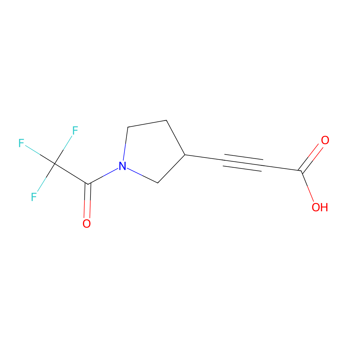 3-[1-(2,2,2-Trifluoroacetyl)pyrrolidin-3-yl]prop-2-ynoic acid molecular structure, CAS 2680708-96-5
