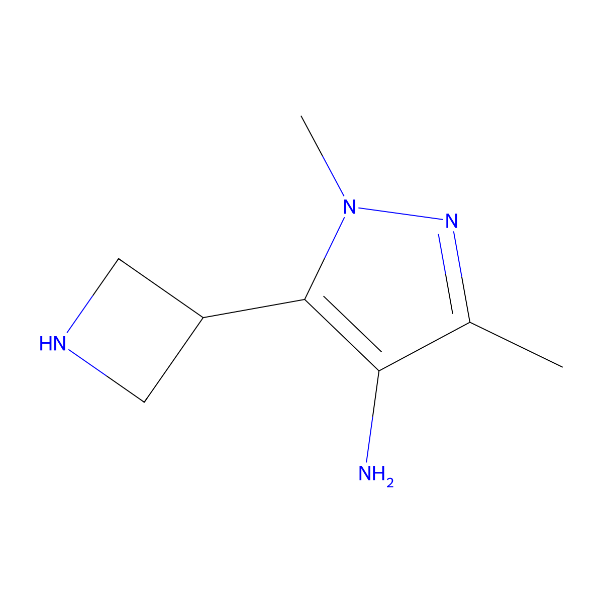 5-(azetidin-3-yl)-1,3-dimethyl-1H-pyrazol-4-amine molecular structure, CAS 2680709-04-8