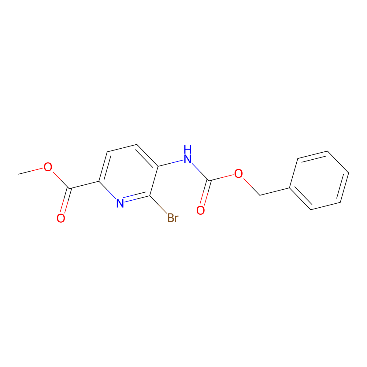 Methyl 5-{[(benzyloxy)carbonyl]amino}-6-bromopyridine-2-carboxylate molecular structure, CAS 2680709-14-0