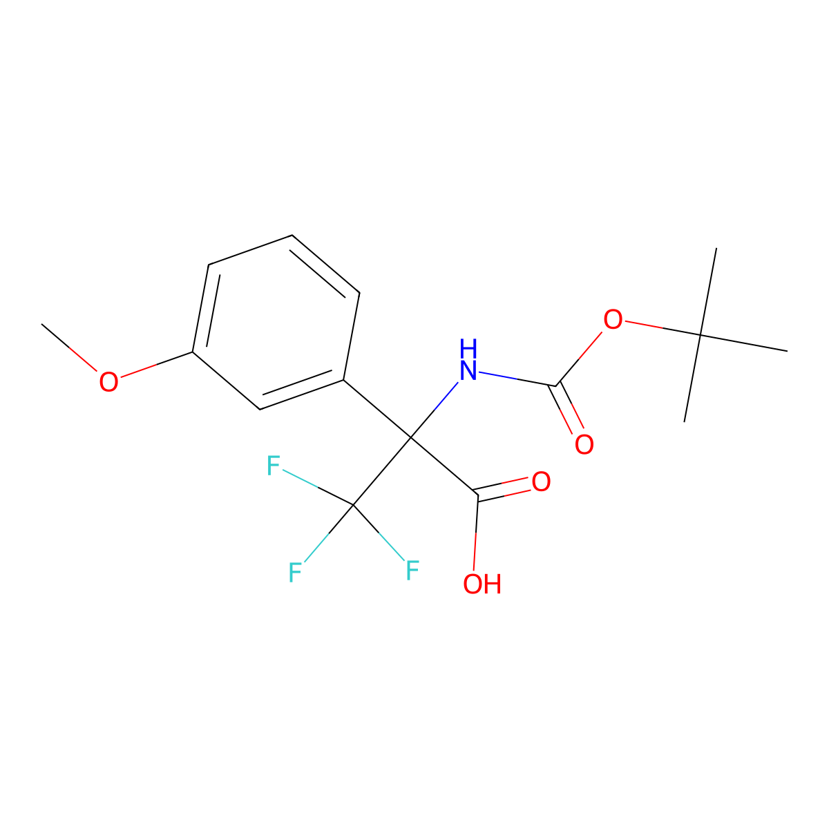 2-{[(Tert-butoxy)carbonyl]amino}-3,3,3-trifluoro-2-(3-methoxyphenyl)propanoic acid molecular structure, CAS 2680709-17-3