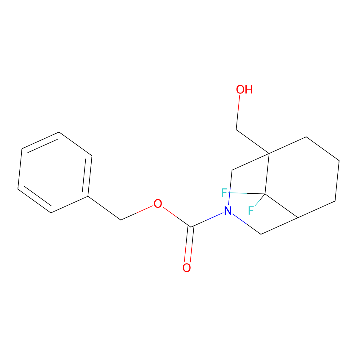 Benzyl 9,9-difluoro-1-(hydroxymethyl)-3-azabicyclo[3.3.1]nonane-3-carboxylate molecular structure, CAS 2680709-18-4