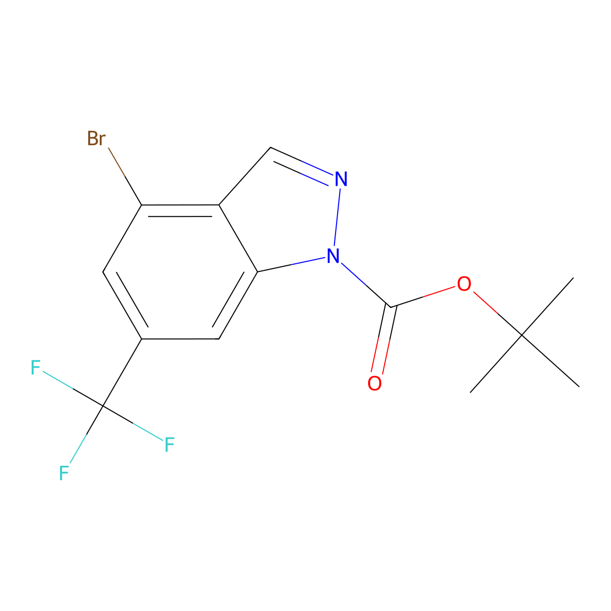tert-butyl 4-bromo-6-(trifluoromethyl)-1H-indazole-1-carboxylate molecular structure, CAS 2680709-24-2