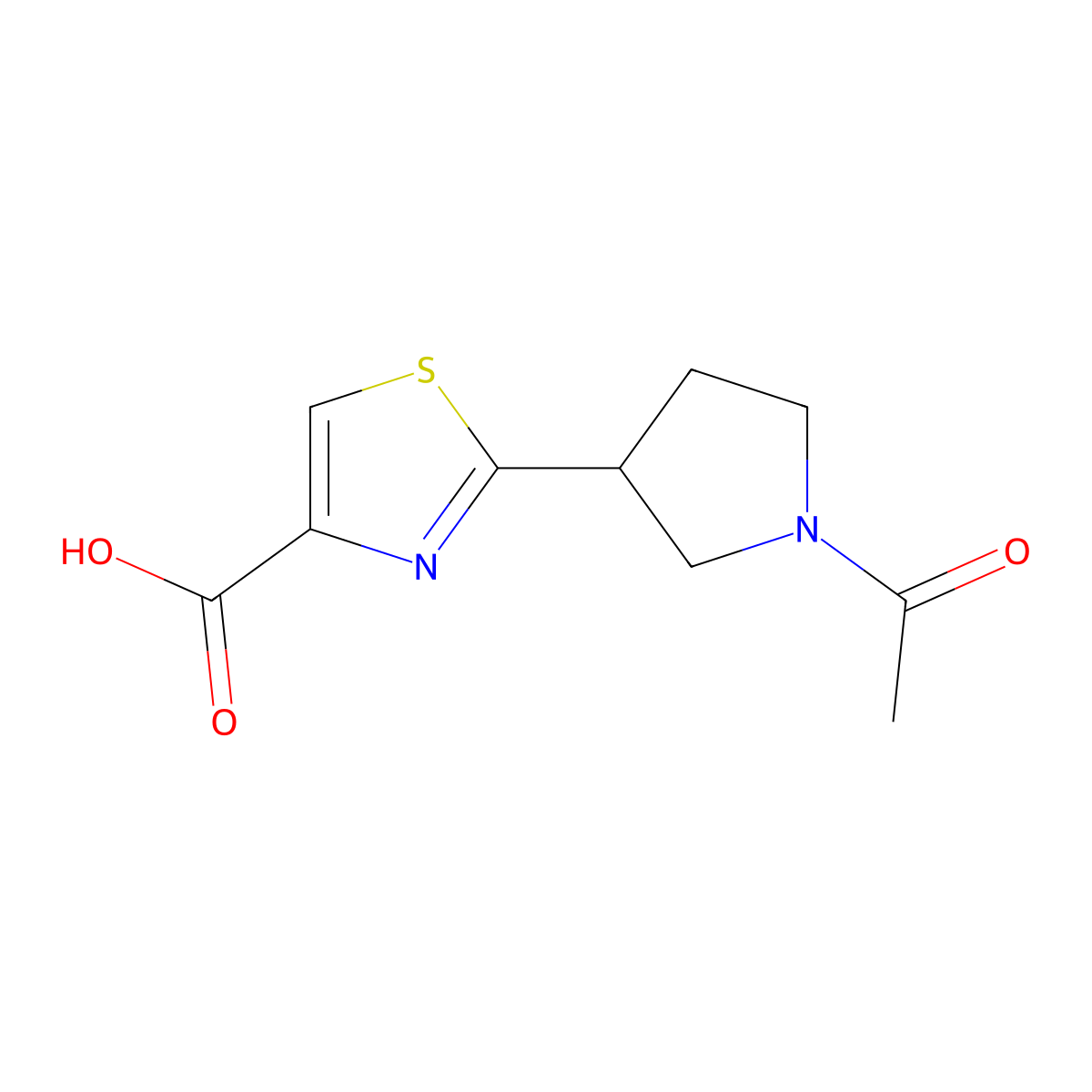 2-(1-Acetylpyrrolidin-3-yl)-1,3-thiazole-4-carboxylic acid molecular structure, CAS 2680709-25-3