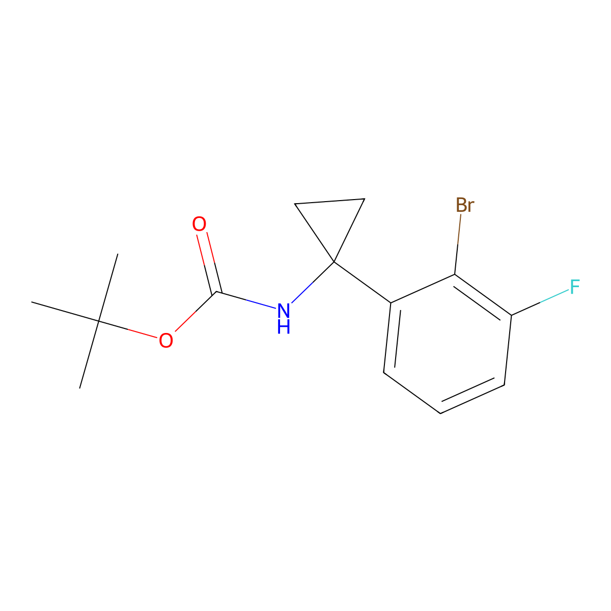 tert-butyl N-[1-(2-bromo-3-fluorophenyl)cyclopropyl]carbamate molecular structure, CAS 2680709-30-0