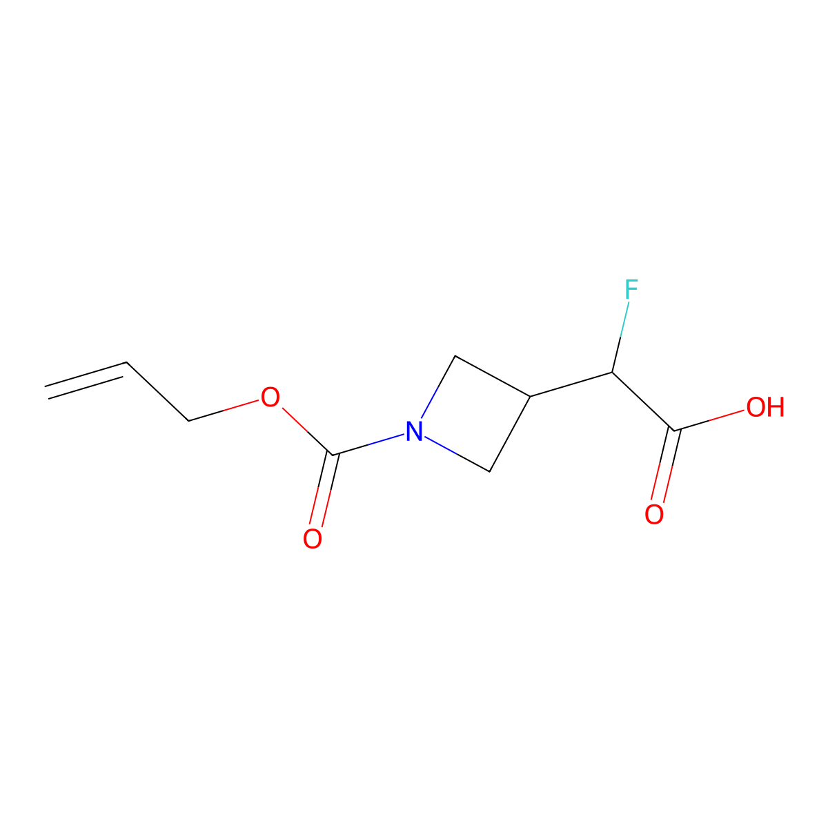 2-Fluoro-2-{1-[(prop-2-en-1-yloxy)carbonyl]azetidin-3-yl}acetic acid molecular structure, CAS 2680709-31-1