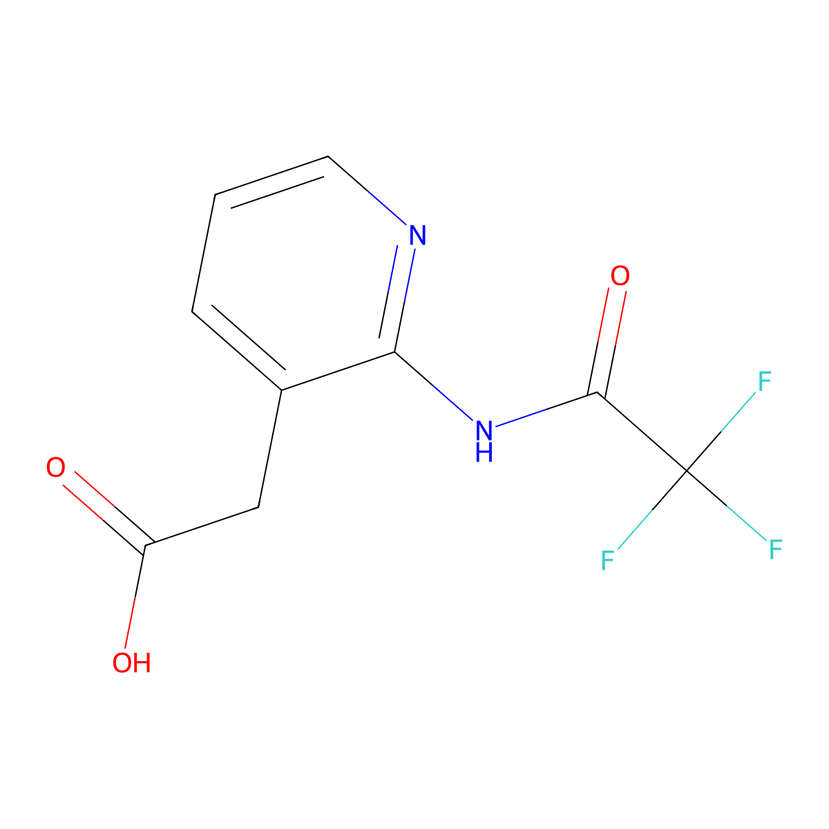 2-[2-(2,2,2-Trifluoroacetamido)pyridin-3-yl]acetic acid molecular structure, CAS 2680709-34-4