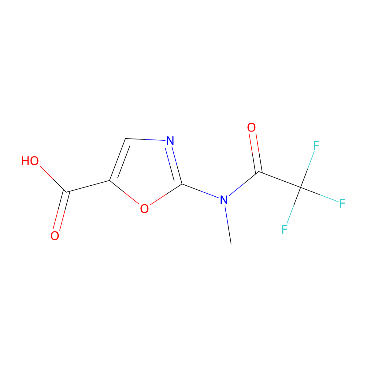 2-(2,2,2-trifluoro-N-methylacetamido)-1,3-oxazole-5-carboxylic acid molecular structure, CAS 2680709-39-9