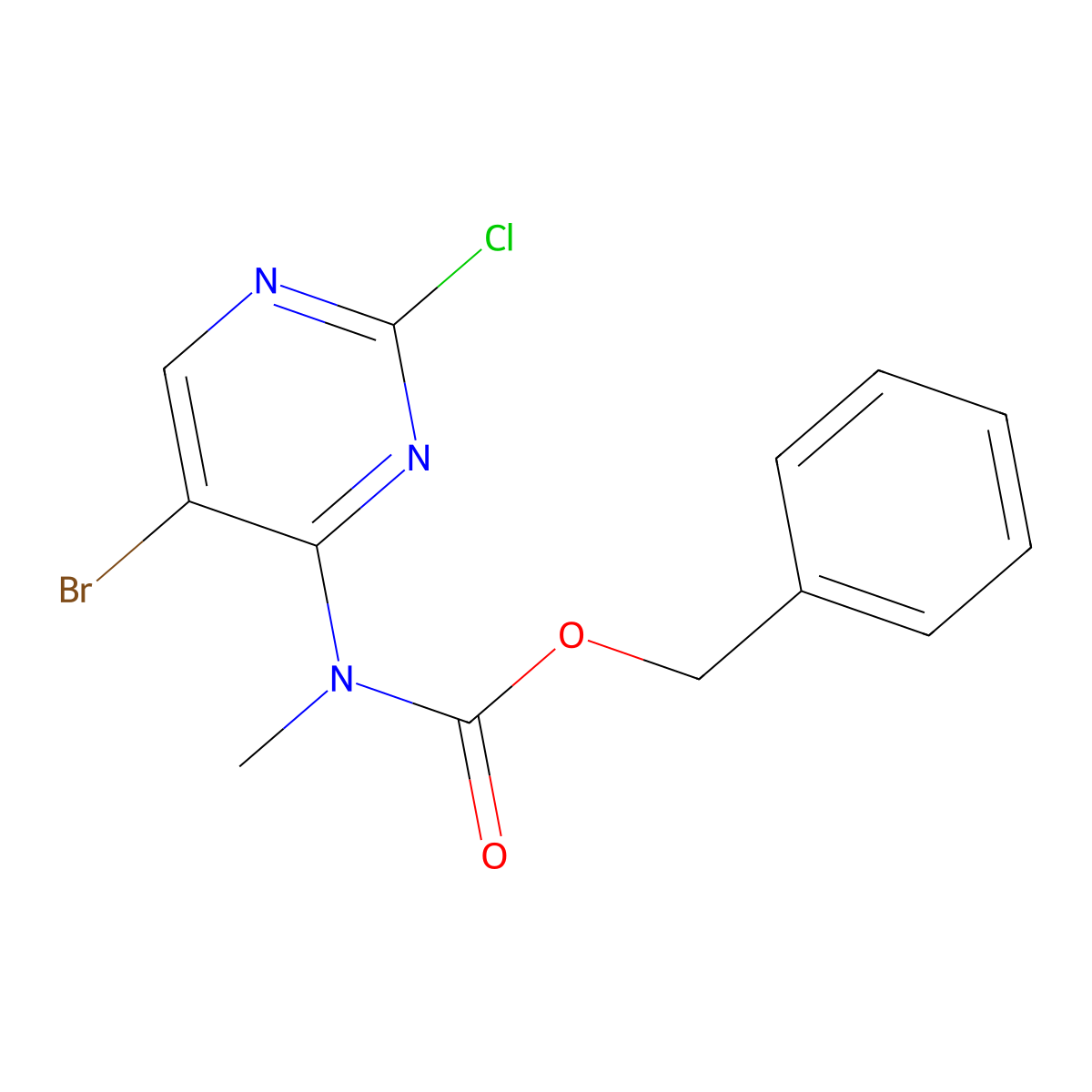 benzyl N-(5-bromo-2-chloropyrimidin-4-yl)-N-methylcarbamate molecular structure, CAS 2680709-43-5