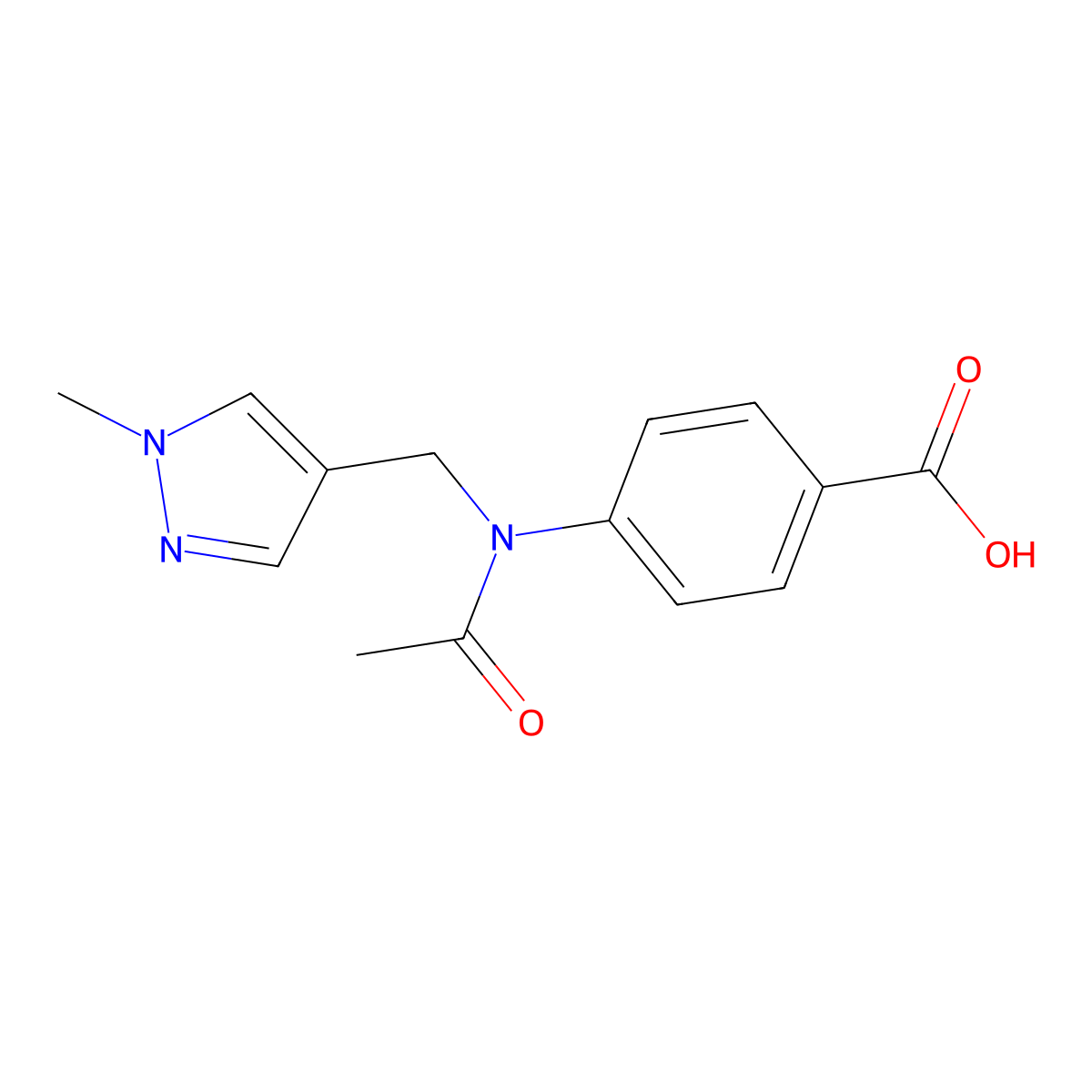 4-{N-[(1-methyl-1H-pyrazol-4-yl)methyl]acetamido}benzoic acid molecular structure, CAS 2680709-45-7