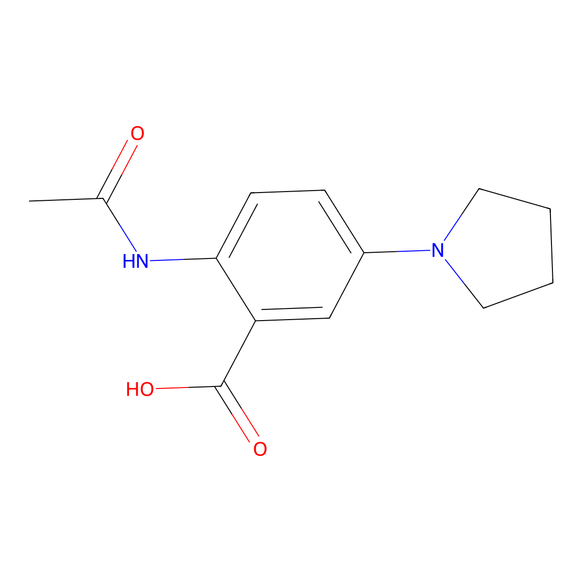 2-Acetamido-5-(pyrrolidin-1-yl)benzoic acid molecular structure, CAS 2680709-47-9