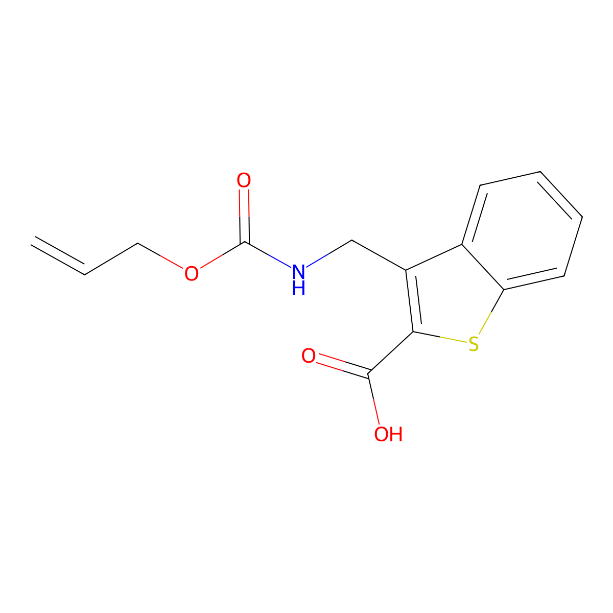 3-({[(Prop-2-en-1-yloxy)carbonyl]amino}methyl)-1-benzothiophene-2-carboxylic acid molecular structure, CAS 2680709-48-0