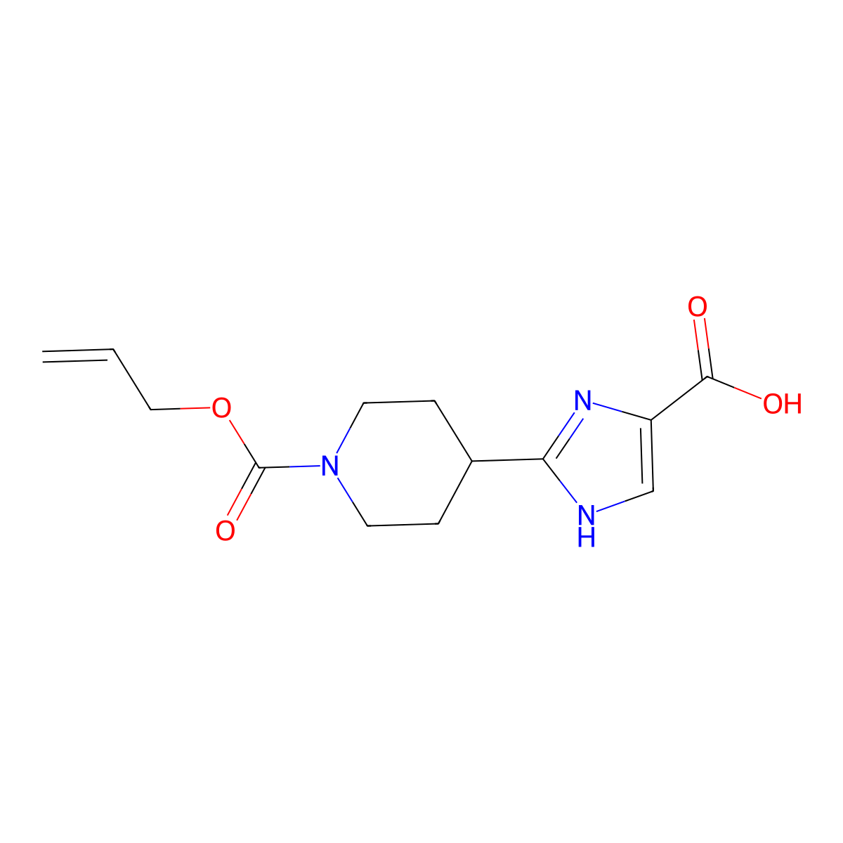 2-{1-[(prop-2-en-1-yloxy)carbonyl]piperidin-4-yl}-1H-imidazole-4-carboxylic acid molecular structure, CAS 2680709-62-8