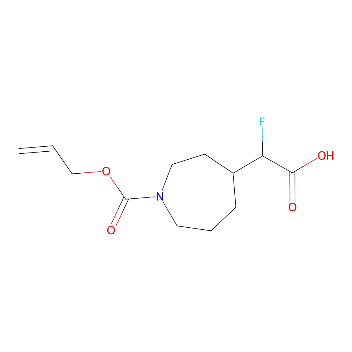 2-Fluoro-2-{1-[(prop-2-en-1-yloxy)carbonyl]azepan-4-yl}acetic acid molecular structure, CAS 2680709-68-4