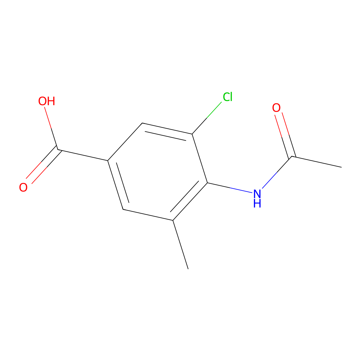 3-Chloro-4-acetamido-5-methylbenzoic acid molecular structure, CAS 2680709-81-1