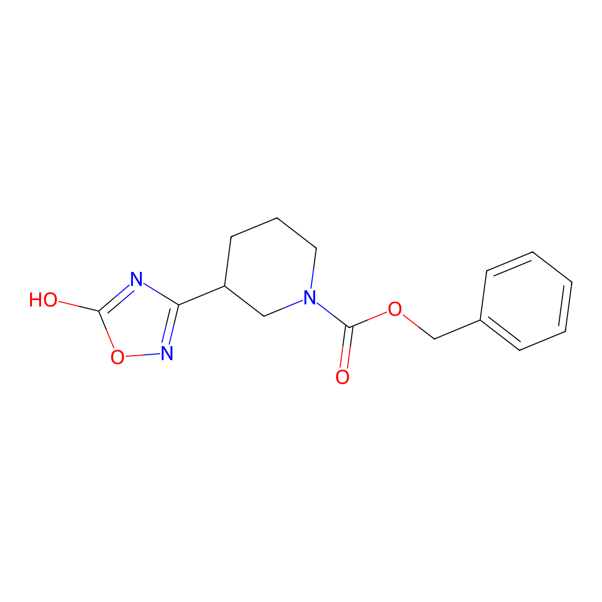 Benzyl 3-(5-hydroxy-1,2,4-oxadiazol-3-yl)piperidine-1-carboxylate molecular structure, CAS 2680709-82-2