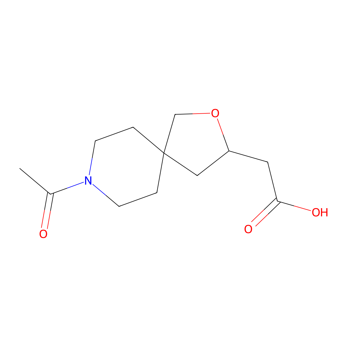 2-{8-Acetyl-2-oxa-8-azaspiro[4.5]decan-3-yl}acetic acid molecular structure, CAS 2680709-86-6