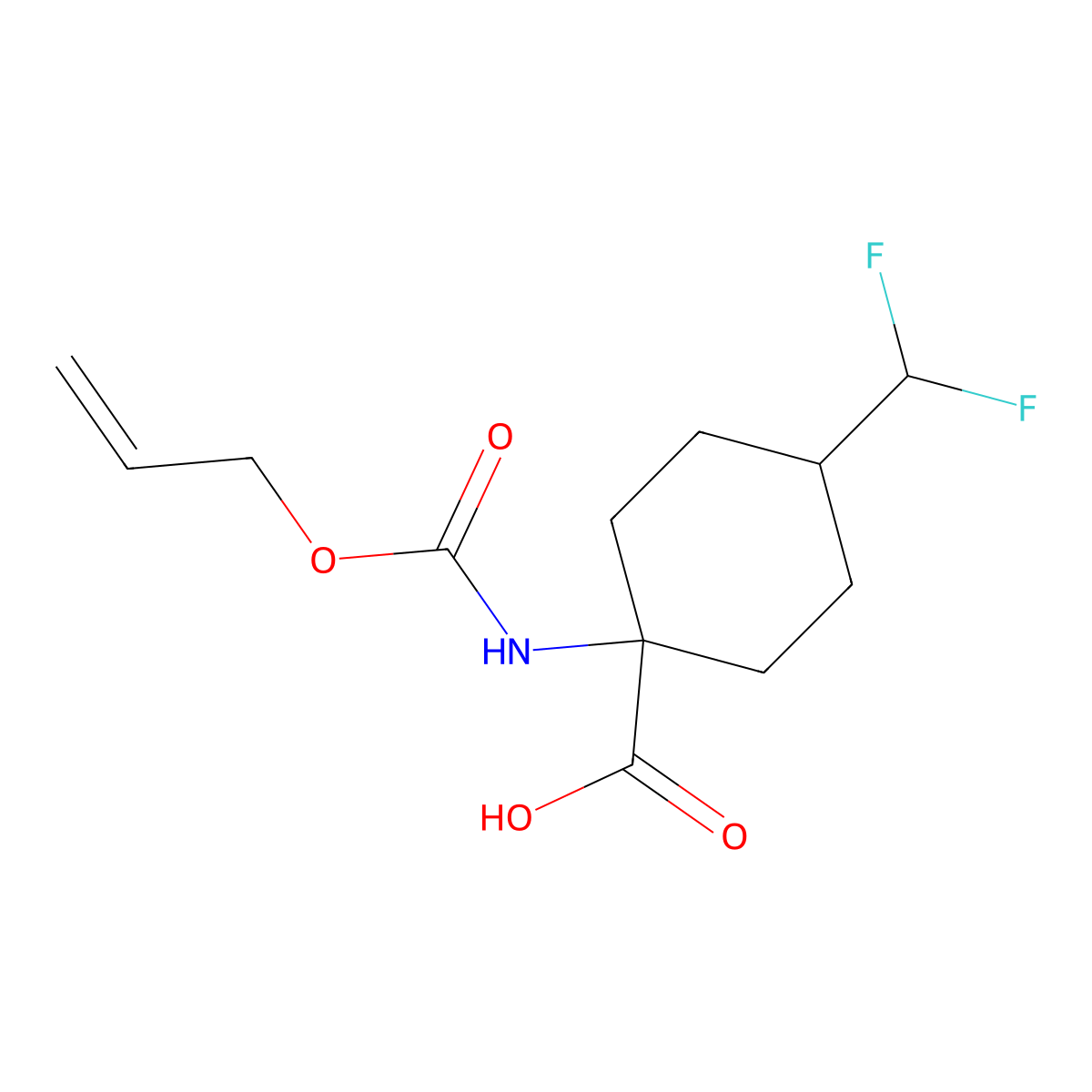 4-(Difluoromethyl)-1-{[(prop-2-en-1-yloxy)carbonyl]amino}cyclohexane-1-carboxylic acid molecular structure, CAS 2680709-90-2
