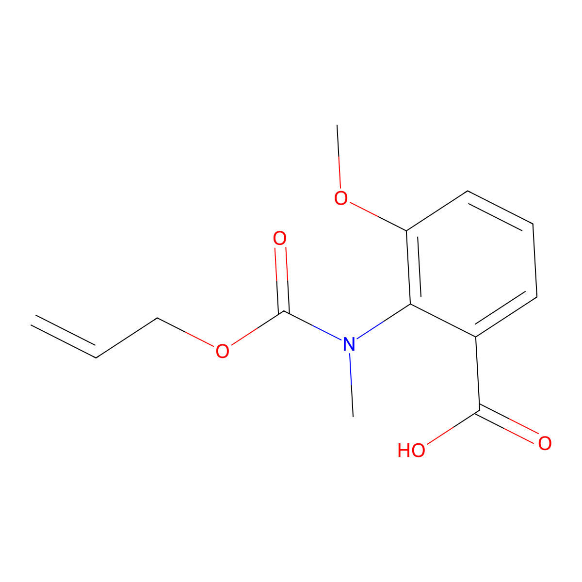 3-Methoxy-2-{methyl[(prop-2-en-1-yloxy)carbonyl]amino}benzoic acid molecular structure, CAS 2680709-92-4