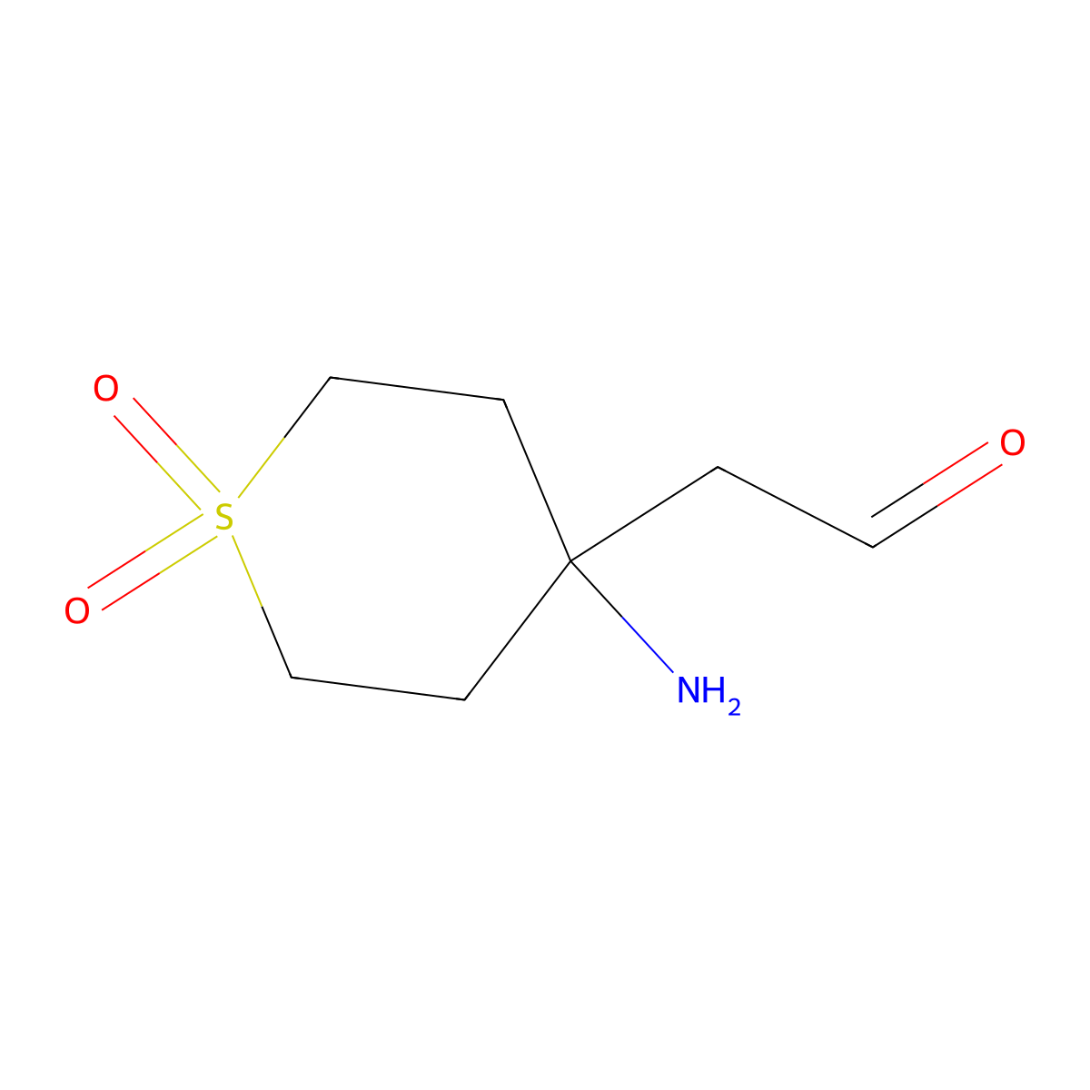 2-(4-Amino-1,1-dioxo-1lambda6-thian-4-yl)acetaldehyde molecular structure, CAS 2680709-98-0