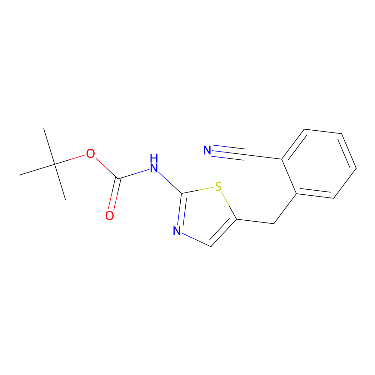 tert-butyl N-{5-[(2-cyanophenyl)methyl]-1,3-thiazol-2-yl}carbamate molecular structure, CAS 2680709-99-1