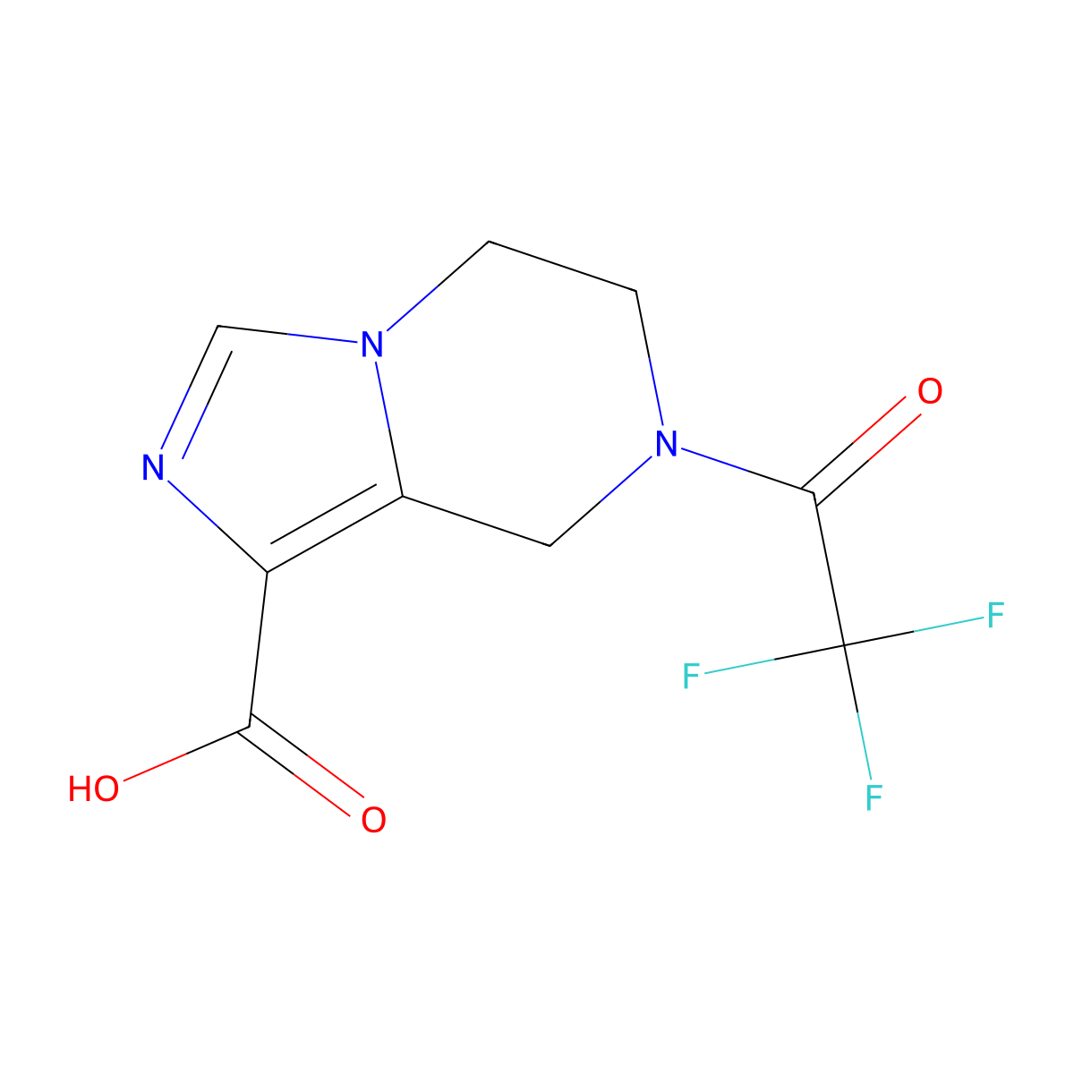 7-(2,2,2-trifluoroacetyl)-5H,6H,7H,8H-imidazo[1,5-a]pyrazine-1-carboxylic acid molecular structure, CAS 2680710-00-1