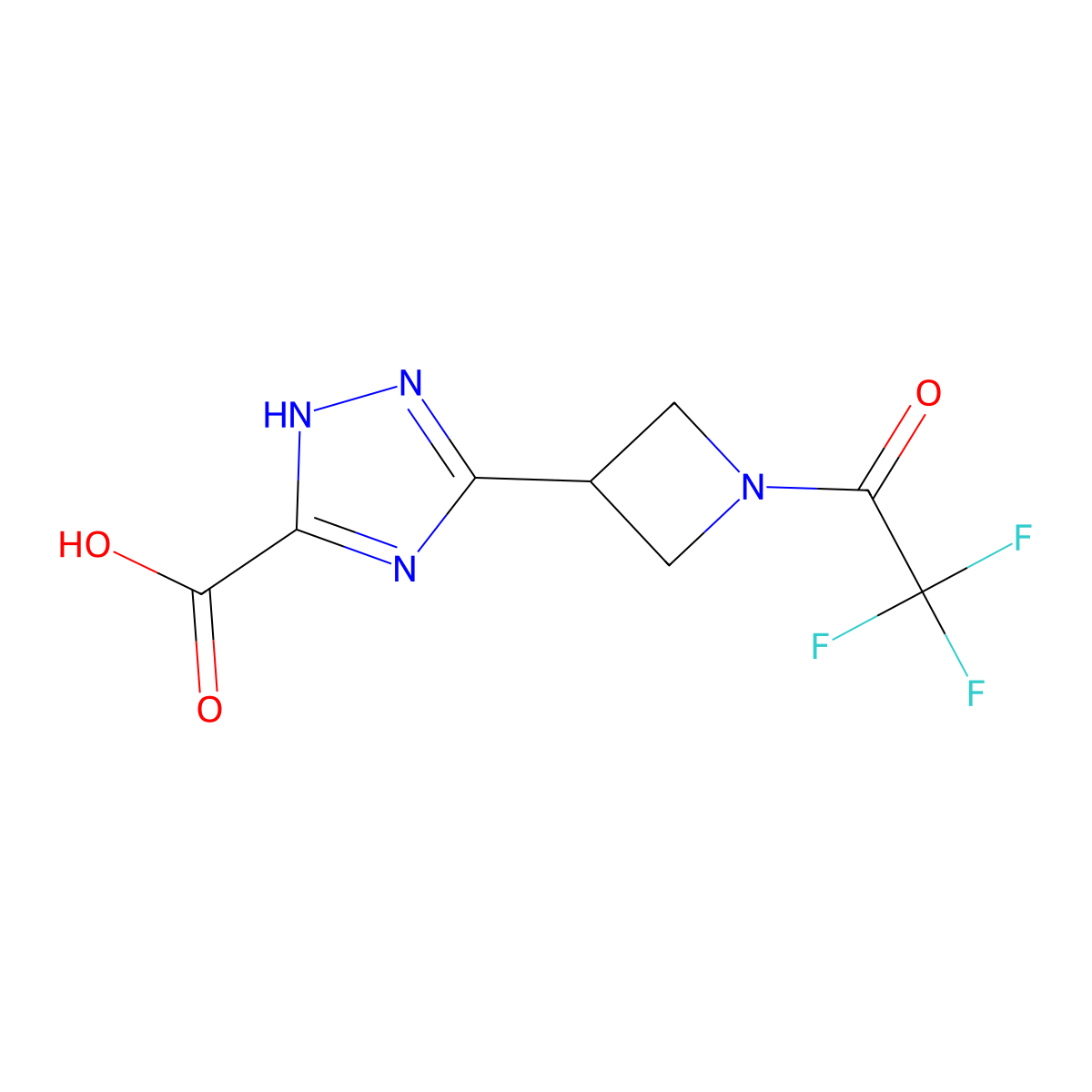 3-[1-(2,2,2-trifluoroacetyl)azetidin-3-yl]-1H-1,2,4-triazole-5-carboxylic acid molecular structure, CAS 2680710-05-6