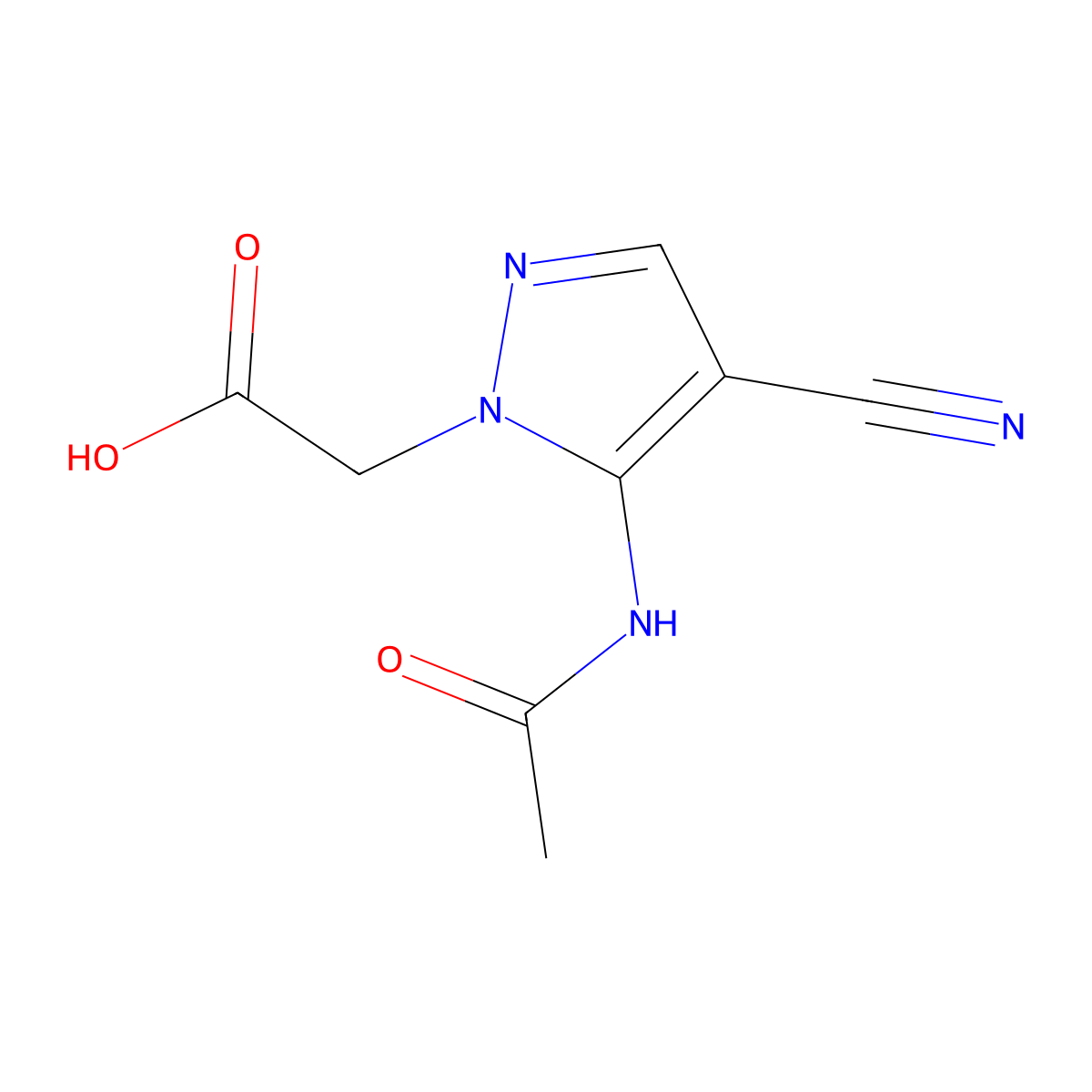 2-(4-cyano-5-acetamido-1H-pyrazol-1-yl)acetic acid molecular structure, CAS 2680710-10-3