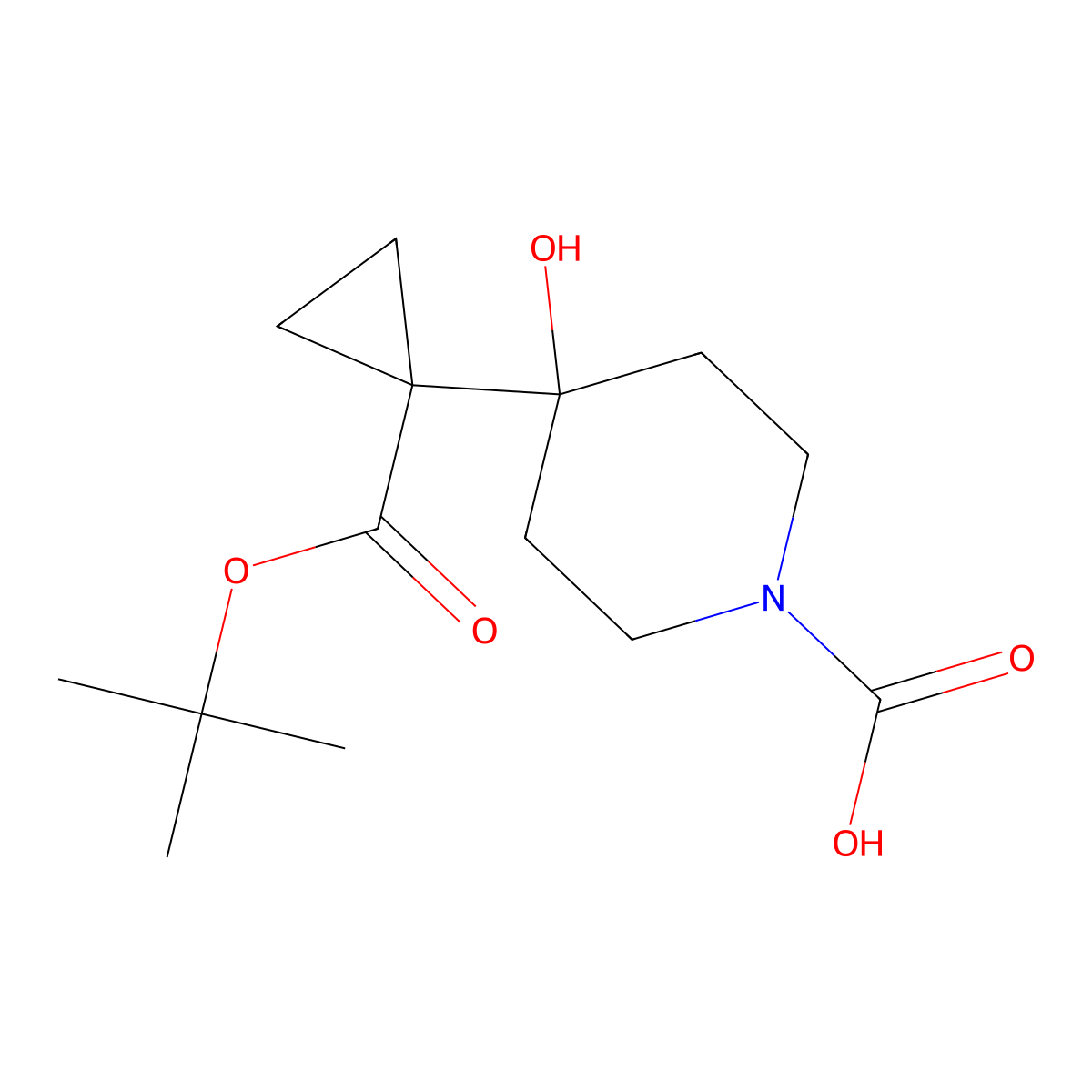 4-{1-[(Tert-butoxy)carbonyl]cyclopropyl}-4-hydroxypiperidine-1-carboxylic acid molecular structure, CAS 2680710-19-2