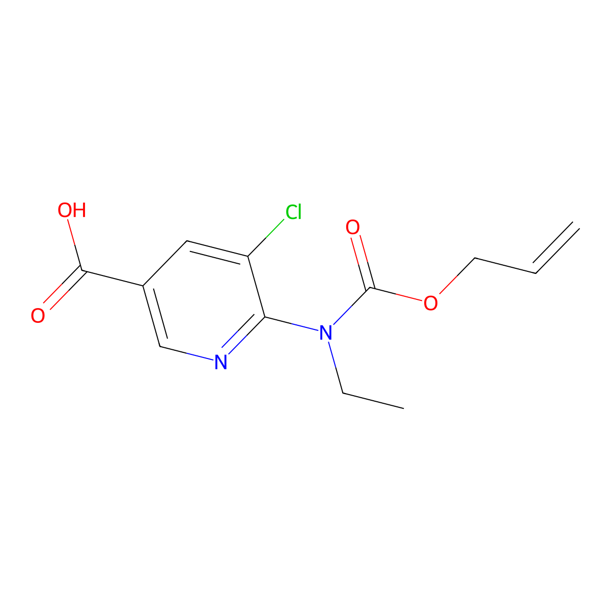 5-Chloro-6-{ethyl[(prop-2-en-1-yloxy)carbonyl]amino}pyridine-3-carboxylic acid molecular structure, CAS 2680710-26-1
