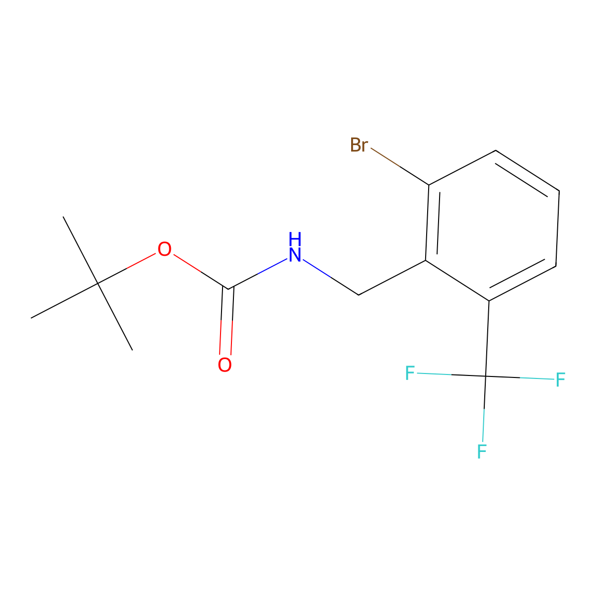 tert-butyl N-{[2-bromo-6-(trifluoromethyl)phenyl]methyl}carbamate molecular structure, CAS 2680710-28-3