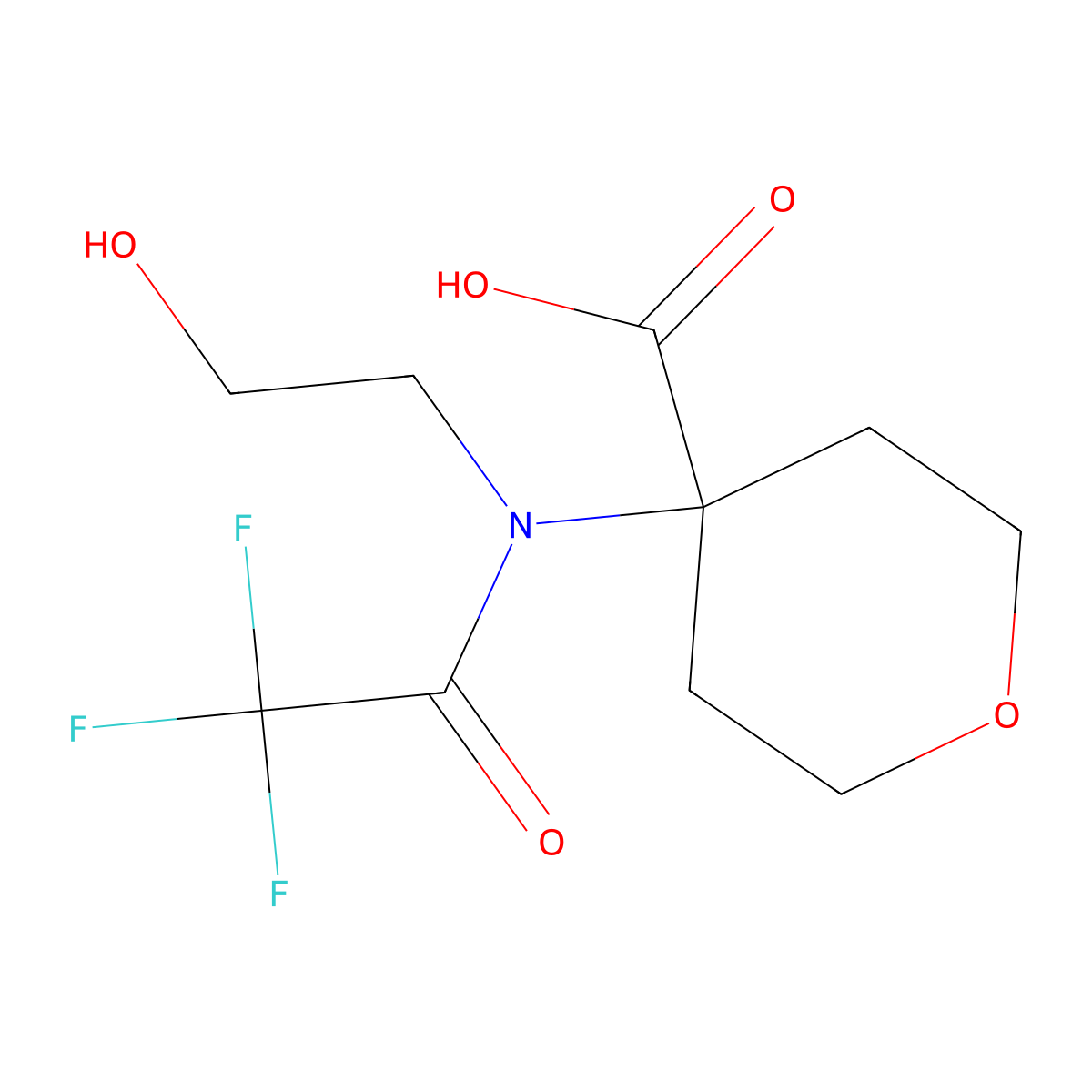 4-[2,2,2-trifluoro-N-(2-hydroxyethyl)acetamido]oxane-4-carboxylic acid molecular structure, CAS 2680710-29-4
