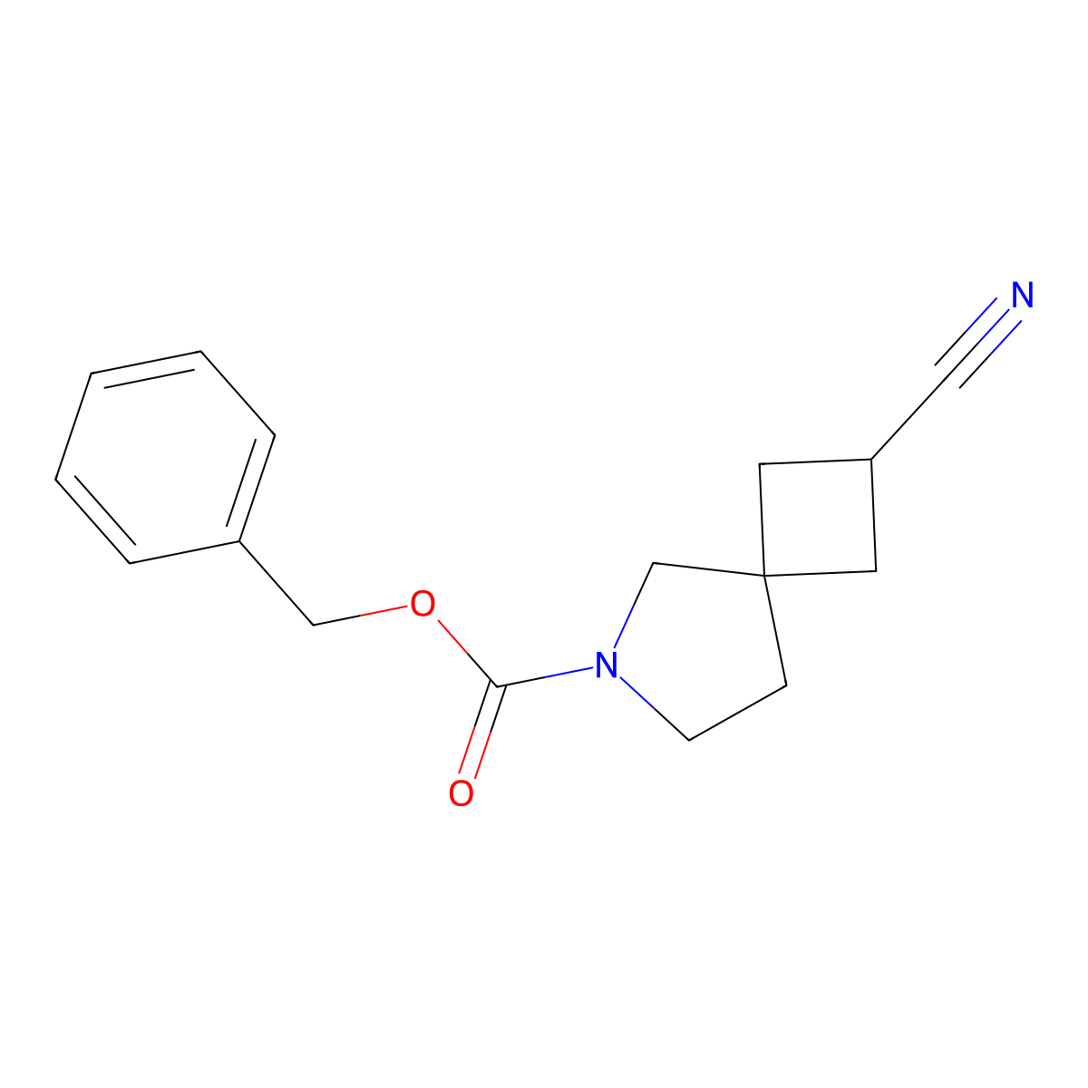 Benzyl 2-cyano-6-azaspiro[3.4]octane-6-carboxylate molecular structure, CAS 2680710-31-8