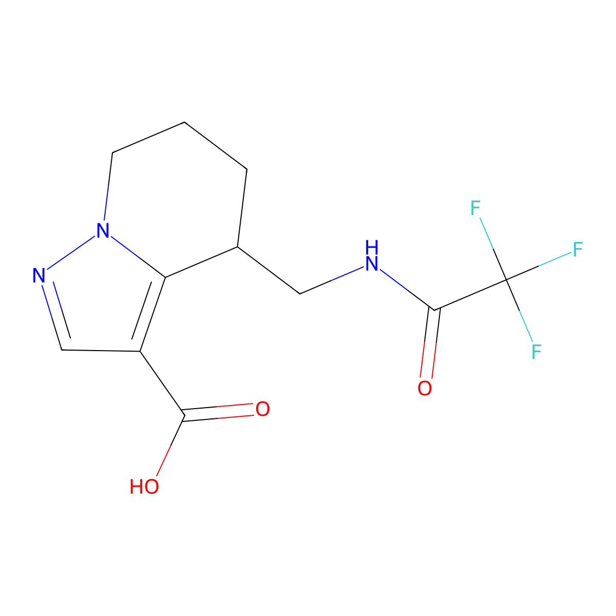 4-[(2,2,2-trifluoroacetamido)methyl]-4H,5H,6H,7H-pyrazolo[1,5-a]pyridine-3-carboxylic acid molecular structure, CAS 2680710-32-9