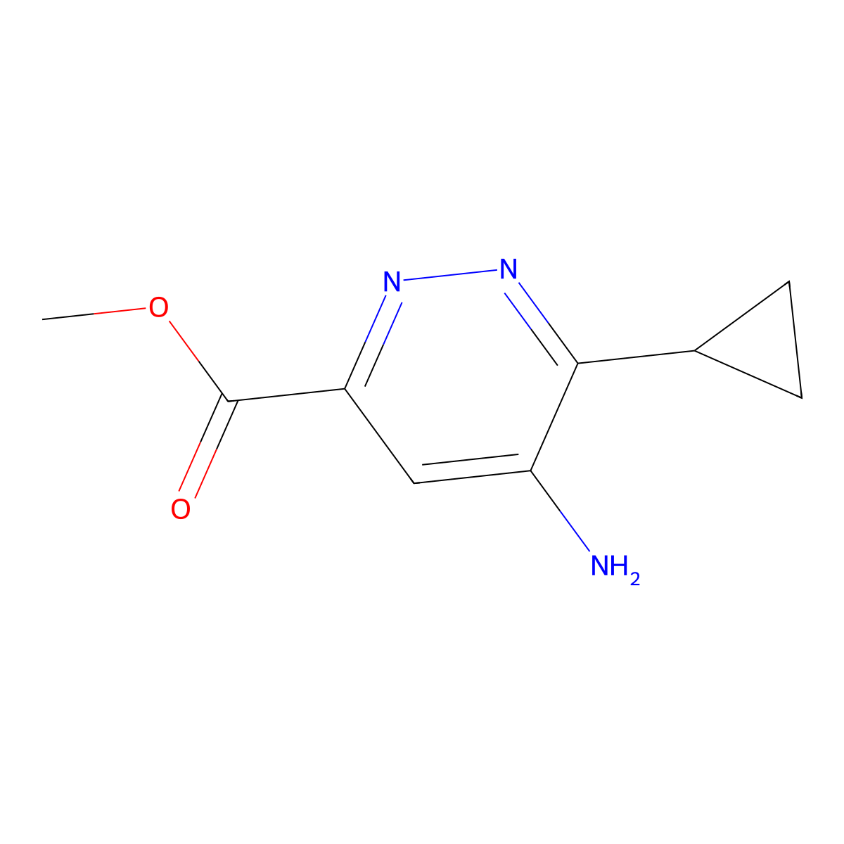 Methyl 5-amino-6-cyclopropylpyridazine-3-carboxylate molecular structure, CAS 2680710-35-2