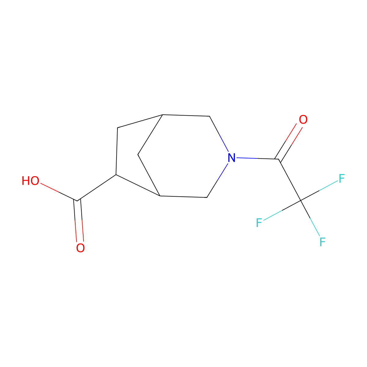 3-(Trifluoroacetyl)-3-azabicyclo[3.2.1]octane-6-carboxylic acid molecular structure, CAS 2680710-36-3