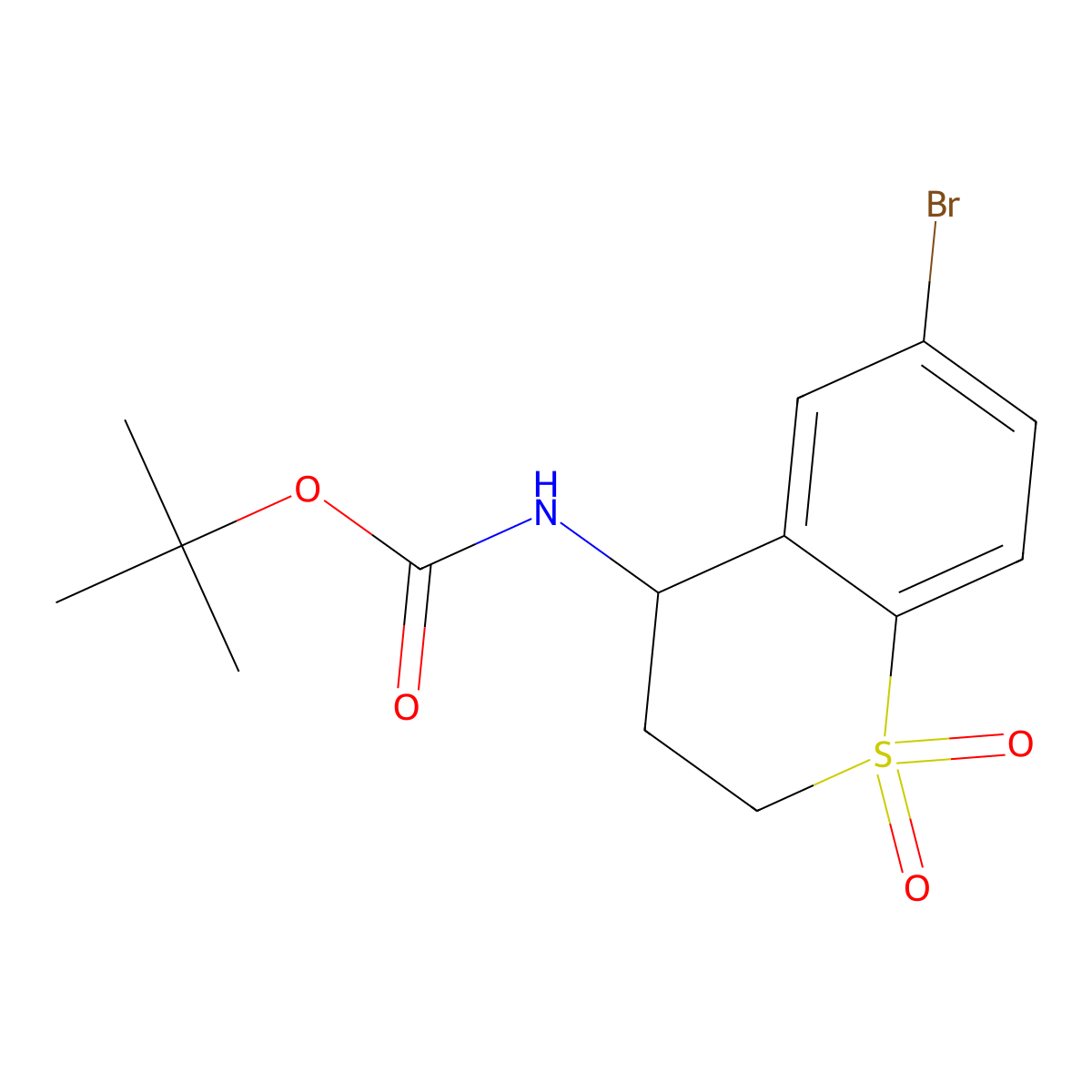 tert-butyl N-(6-bromo-1,1-dioxo-3,4-dihydro-2H-1lambda6-benzothiopyran-4-yl)carbamate molecular structure, CAS 2680710-40-9