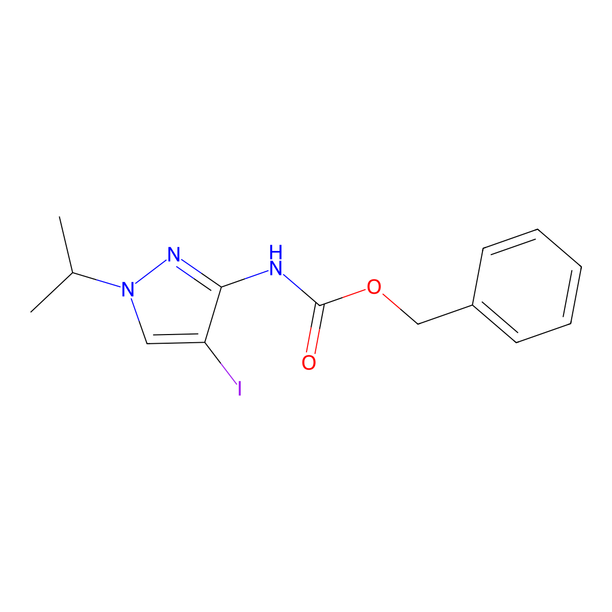 benzyl N-[4-iodo-1-(propan-2-yl)-1H-pyrazol-3-yl]carbamate molecular structure, CAS 2680710-45-4