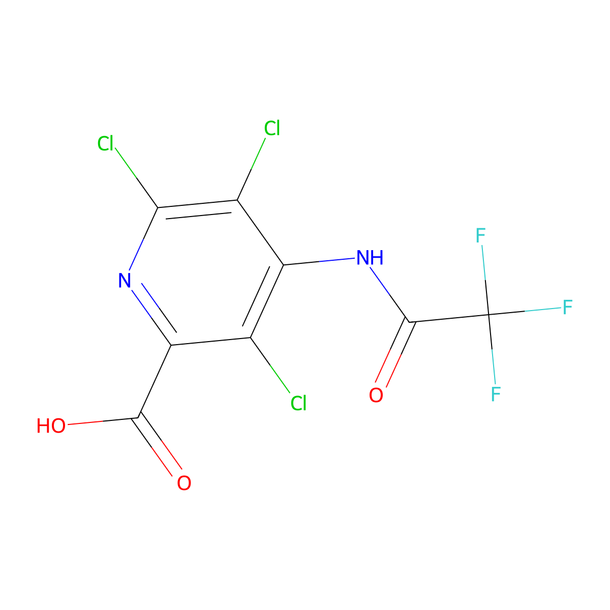 3,5,6-Trichloro-4-(2,2,2-trifluoroacetamido)pyridine-2-carboxylic acid molecular structure, CAS 2680710-50-1