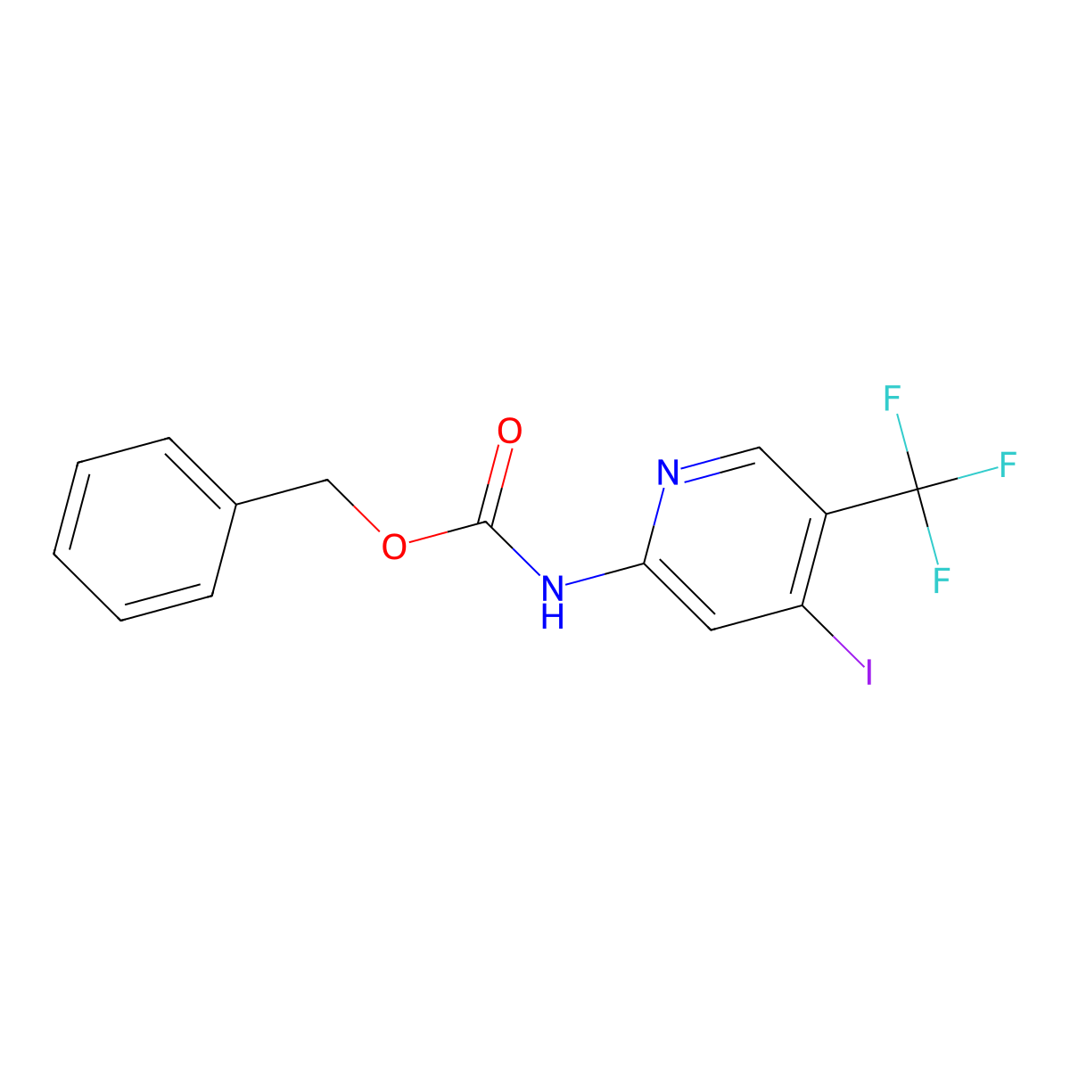 benzyl N-[4-iodo-5-(trifluoromethyl)pyridin-2-yl]carbamate molecular structure, CAS 2680710-51-2