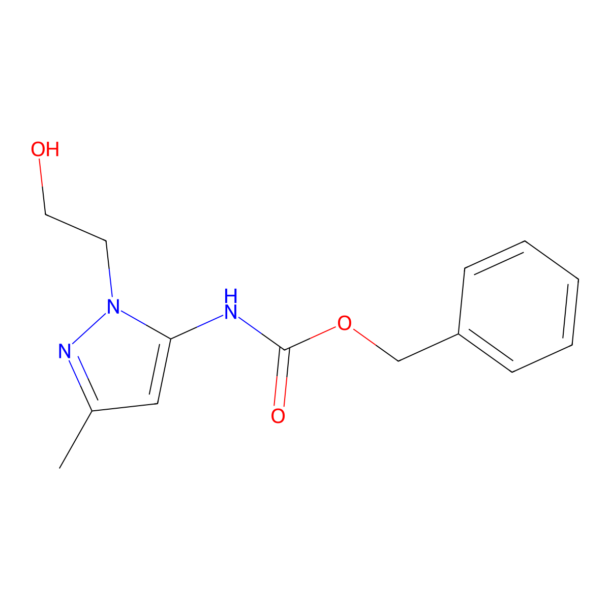 benzyl N-[1-(2-hydroxyethyl)-3-methyl-1H-pyrazol-5-yl]carbamate molecular structure, CAS 2680710-52-3