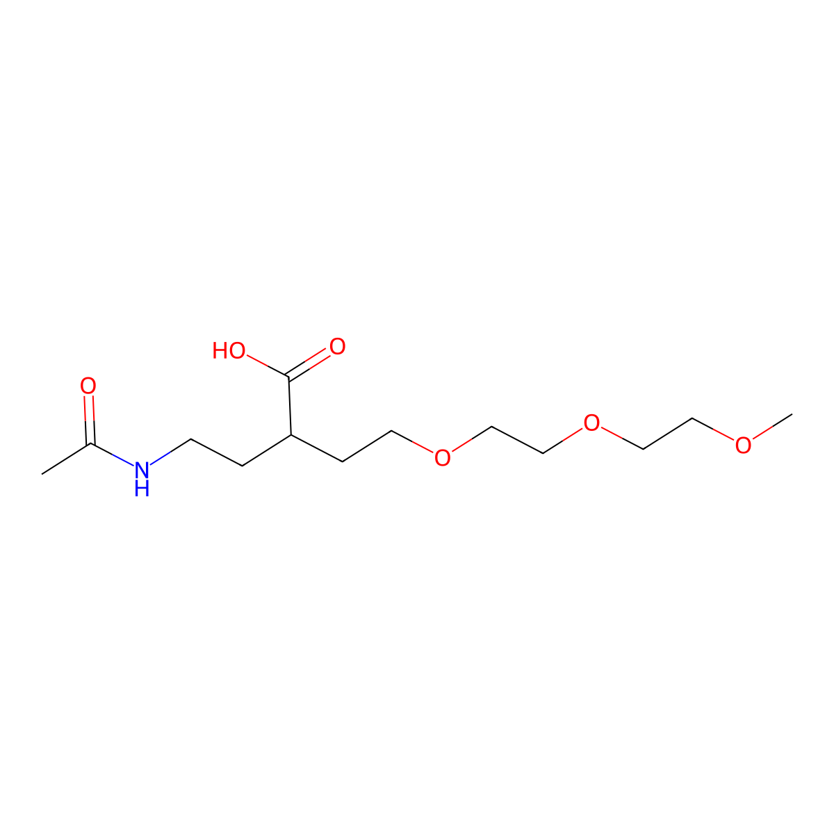 4-Acetamido-2-{2-[2-(2-methoxyethoxy)ethoxy]ethyl}butanoic acid molecular structure, CAS 2680710-53-4