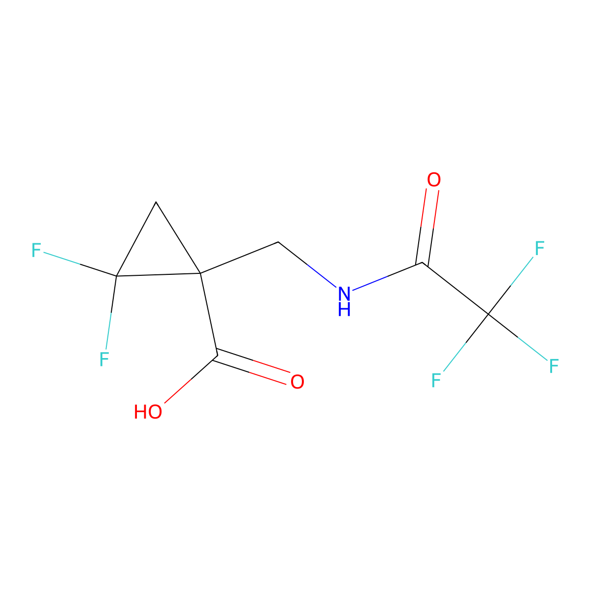 2,2-Difluoro-1-[(2,2,2-trifluoroacetamido)methyl]cyclopropane-1-carboxylic acid molecular structure, CAS 2680710-55-6
