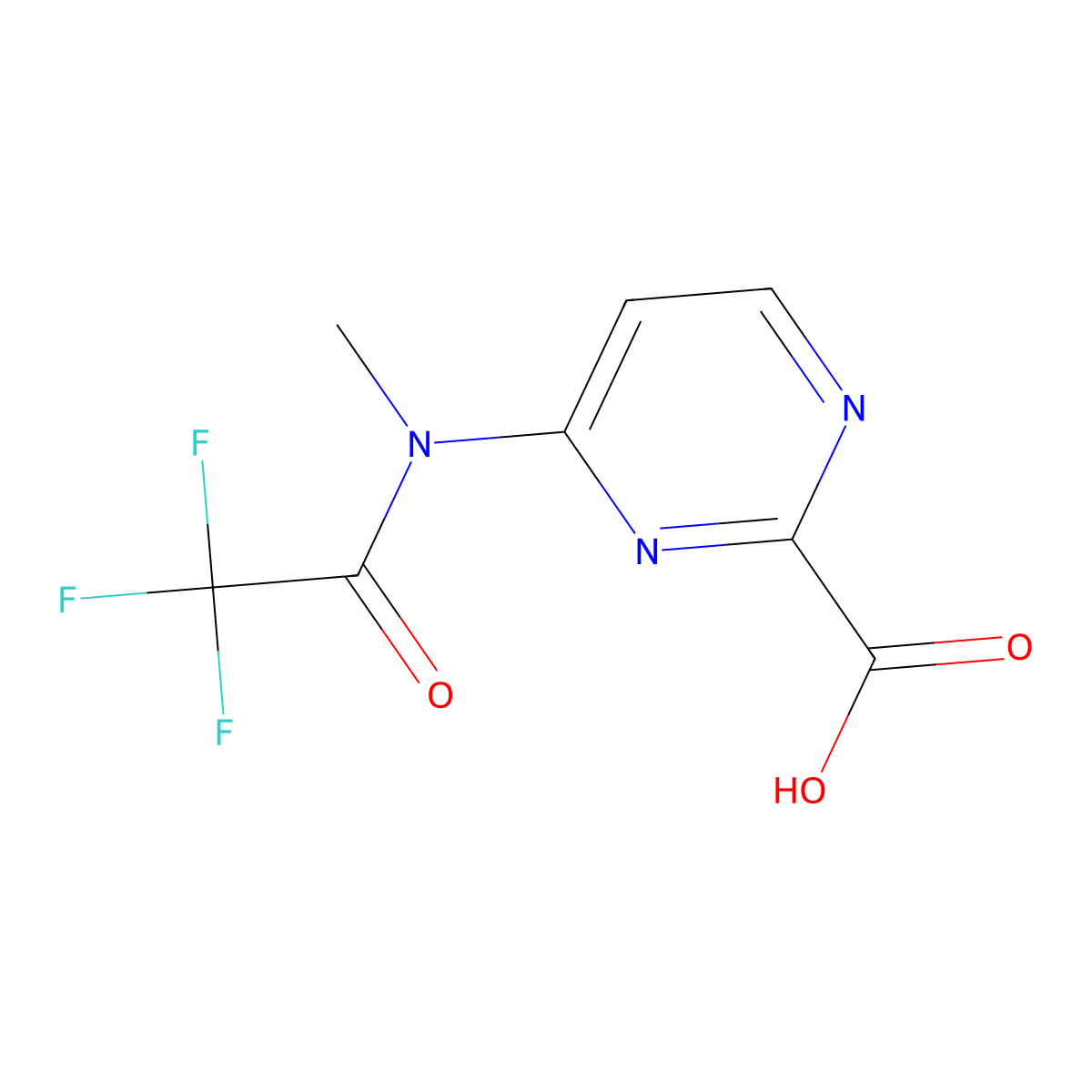 4-(2,2,2-trifluoro-N-methylacetamido)pyrimidine-2-carboxylic acid molecular structure, CAS 2680710-58-9