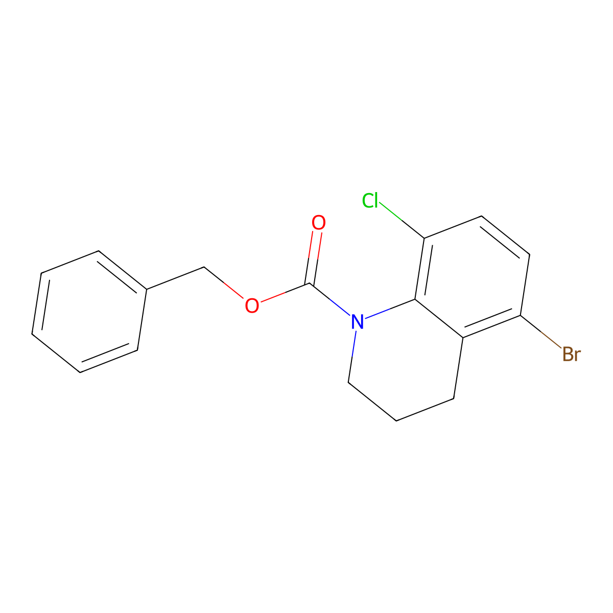 Benzyl 5-bromo-8-chloro-1,2,3,4-tetrahydroquinoline-1-carboxylate molecular structure, CAS 2680710-59-0