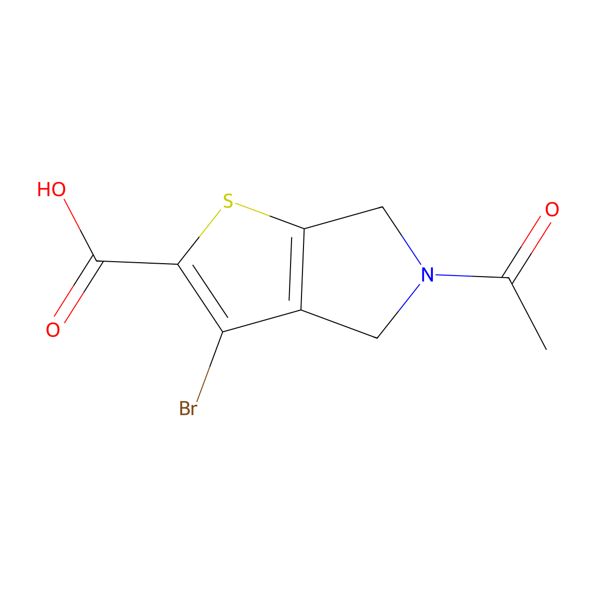 5-acetyl-3-bromo-4H,5H,6H-thieno[2,3-c]pyrrole-2-carboxylic acid molecular structure, CAS 2680710-62-5